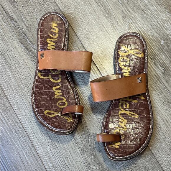 Sam Edelman Brown Leather Slide Sandals - Picture 1 of 11